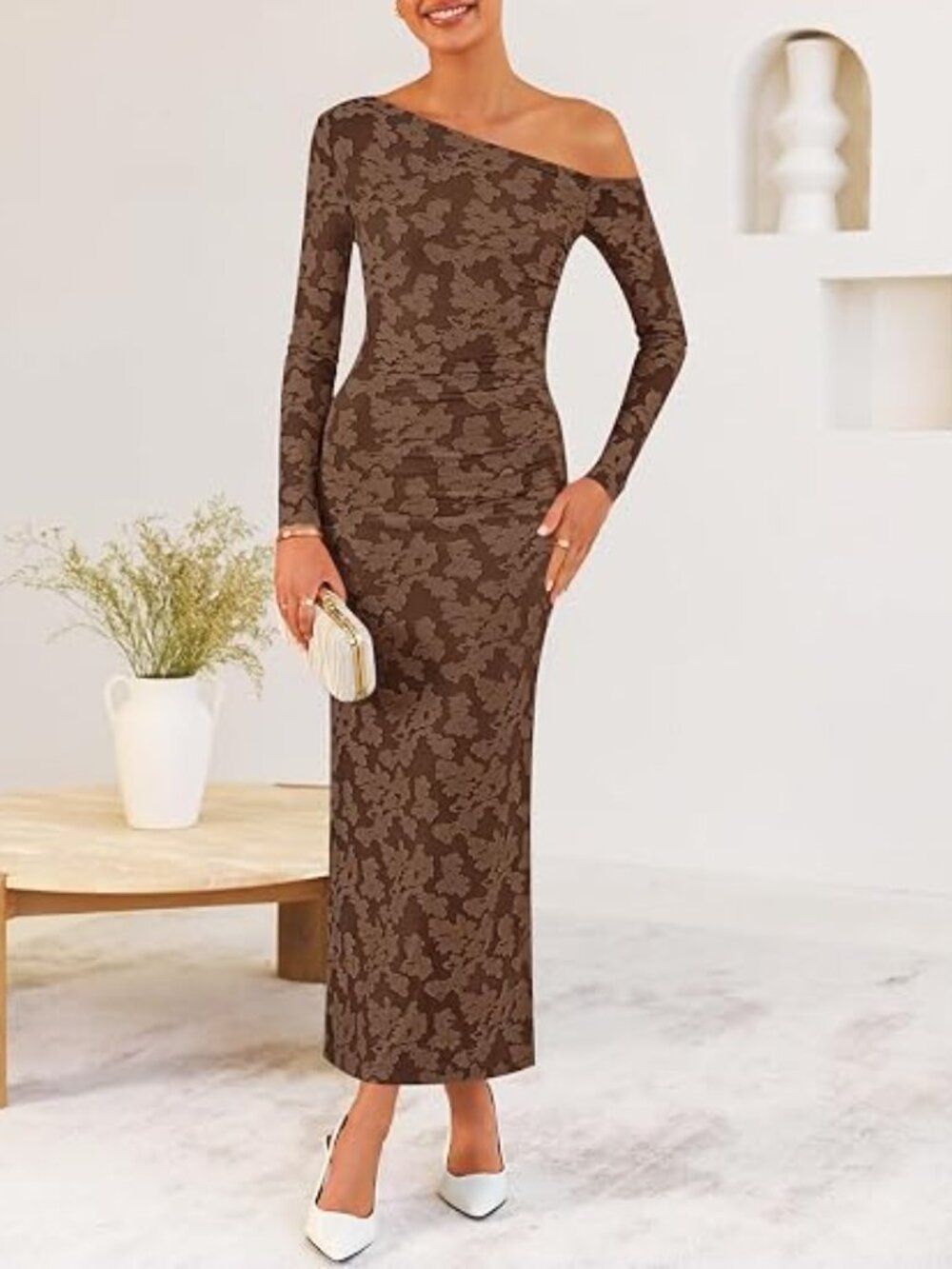 Women's Fall Floral Off Shoulder Wedding Guest Dresses